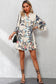 Tribal Print Bracelet Sleeve Buttoned Mini Dress - Fashionfitz