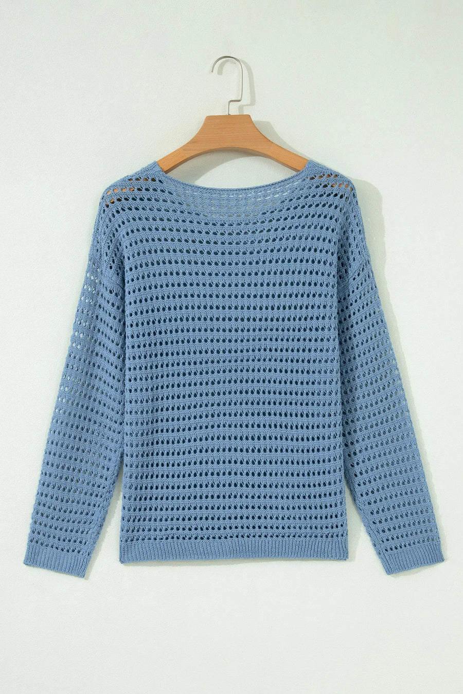 Crochet hollow out sweater styled over camisole — casual boho autumn outfit