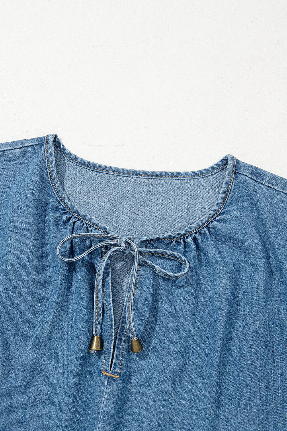 Dusk Denim Ruffled Peplum Top - Fashionfitz