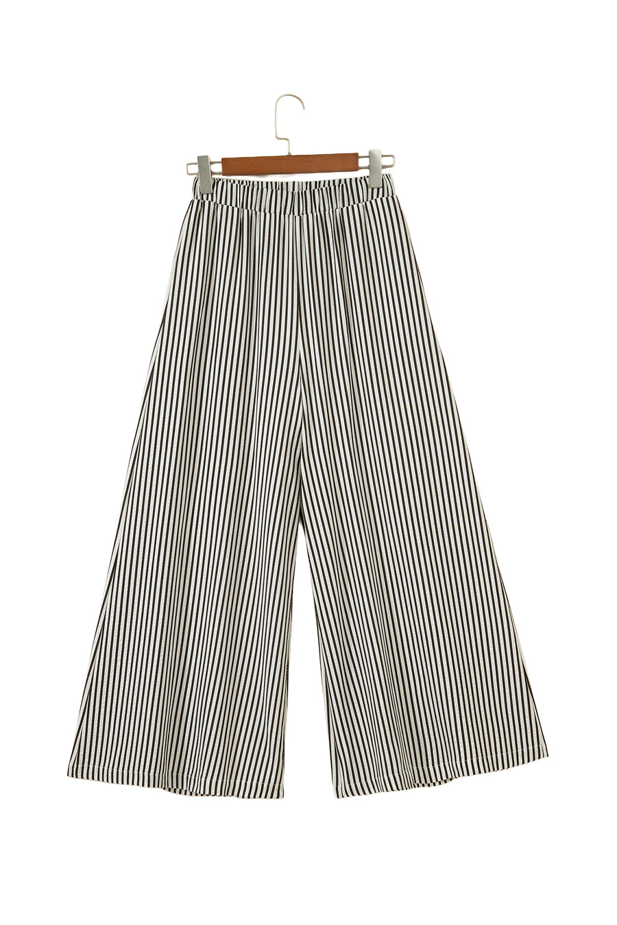 Stripe Elastic High Waist Ultra Wide Leg Trousers with Pockets