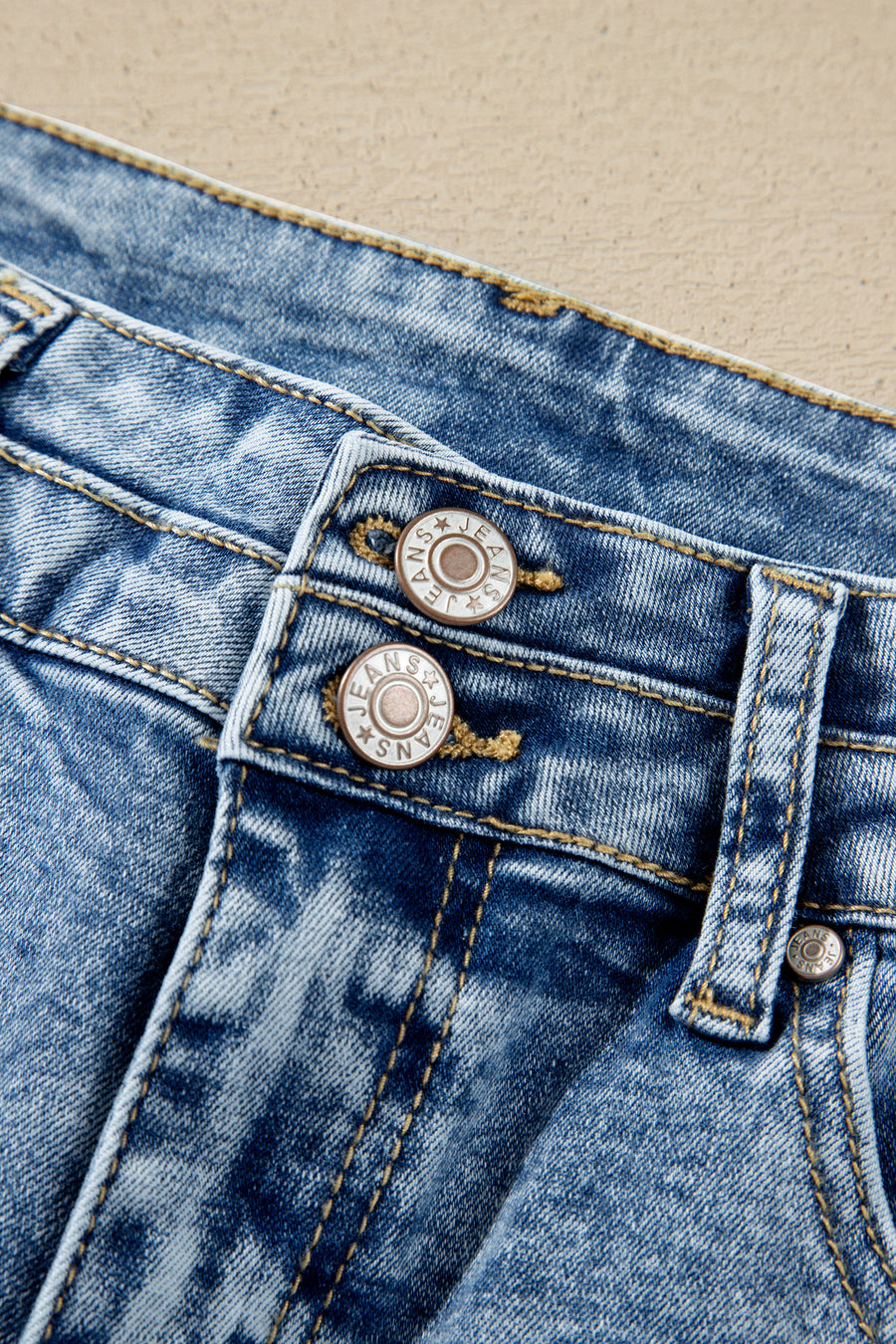 Acid Wash Pocket Detail High Waist Flare Jeans Women UK
