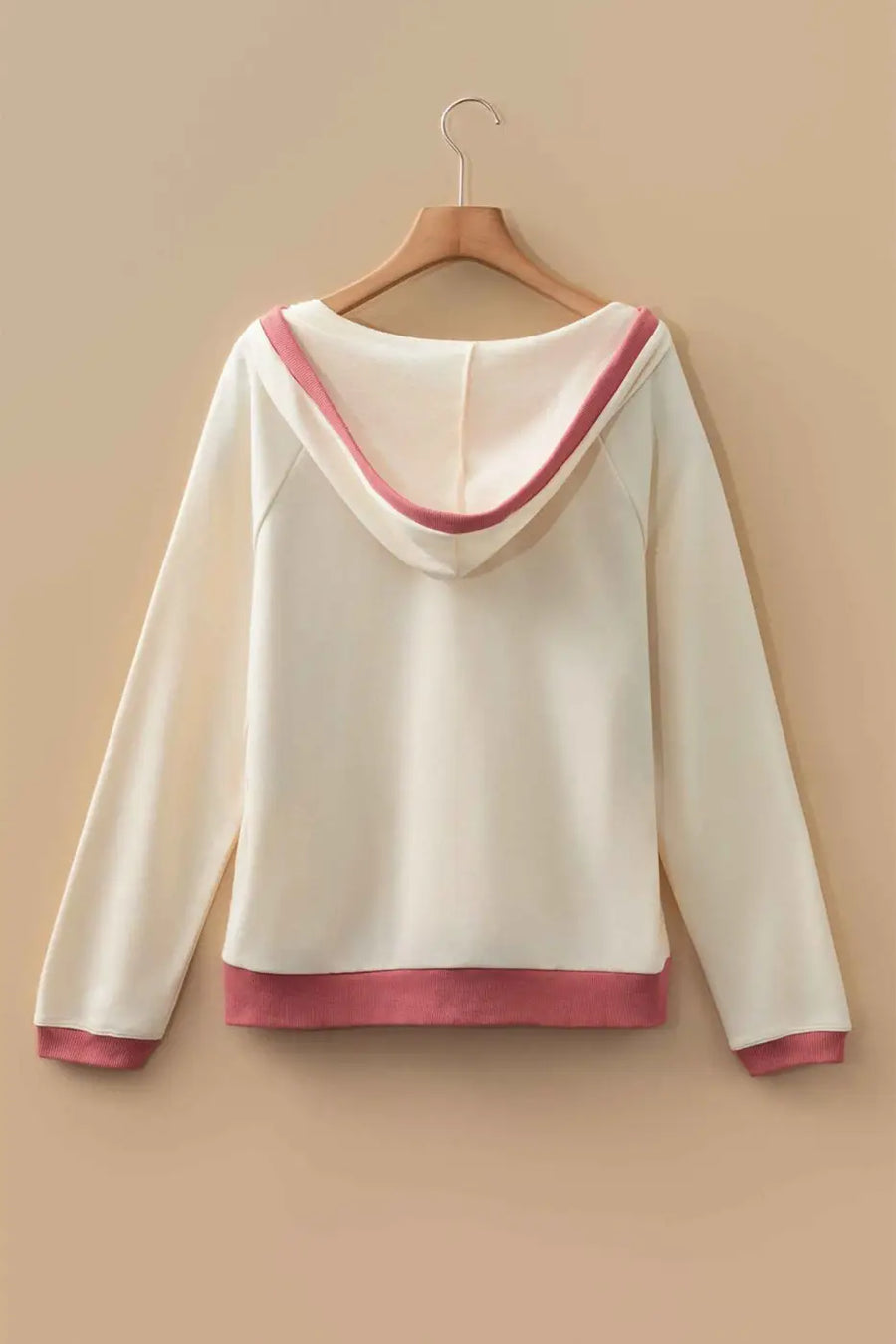 Women’s white contrast trim crochet knit hoodie | fadhionfitz