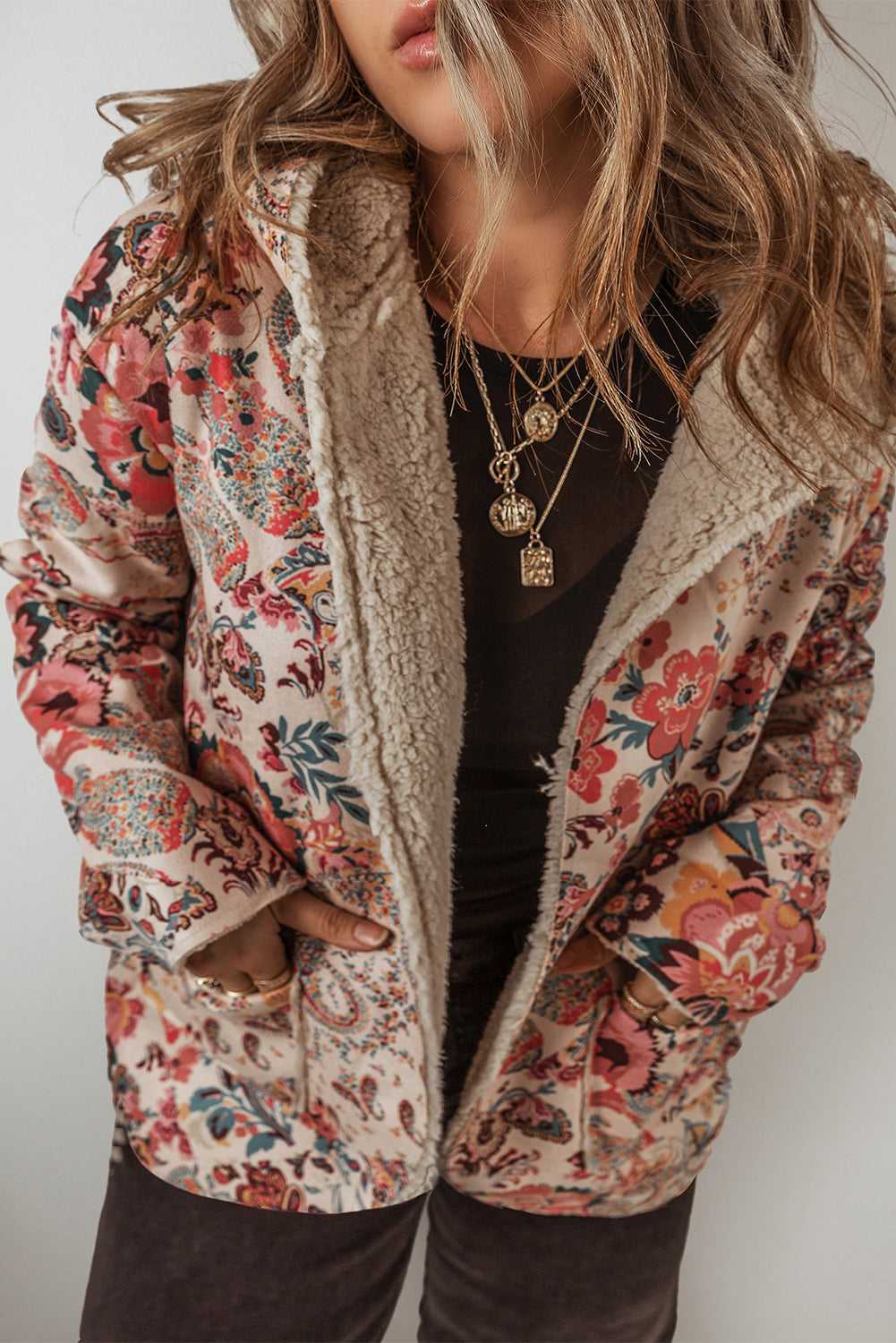 Paisley Sherpa-Lined Hooded Jacket