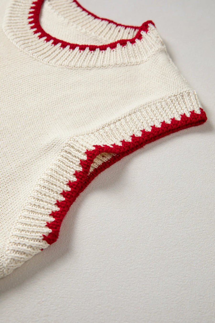Plaid Crawfish Embroidery Crew Neck Knit Sweater Vest — fabric texture detail | Fashionfitz UK
