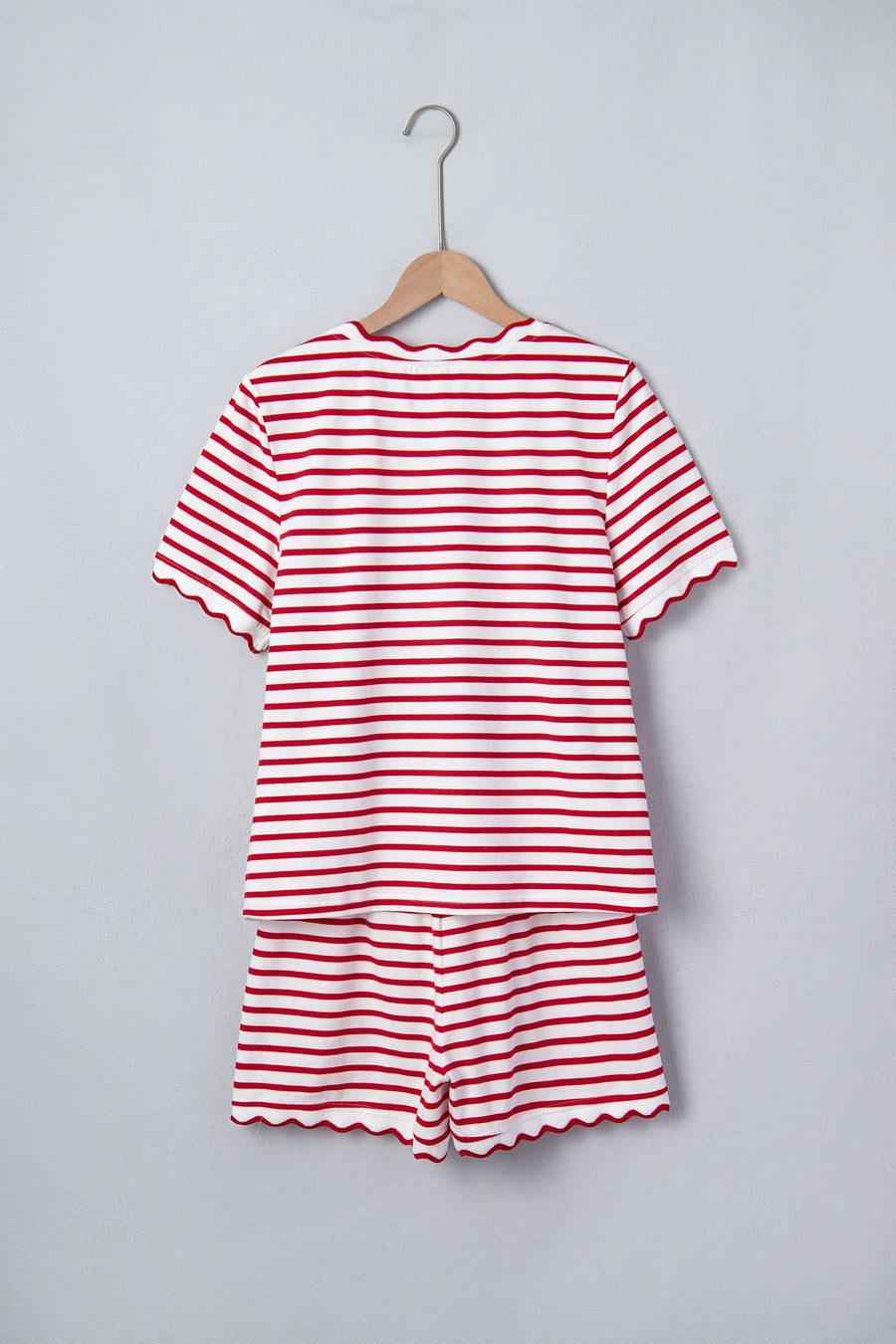 Striped short-sleeve top from the scallop trim co-ord set — Fashionfitz UK