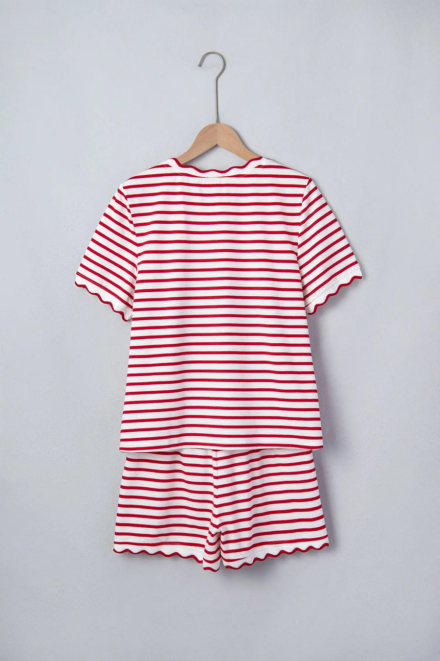 Striped short-sleeve top from the scallop trim co-ord set — Fashionfitz UK