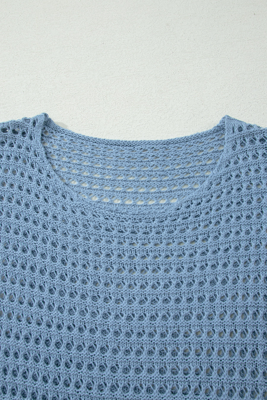 Myosotis Solid Color Hollow Out Knit Long Sleeve Crochet Sweater