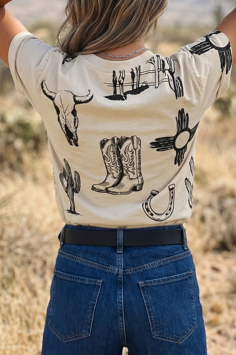 Retro Western Print Graphic T-Shirt