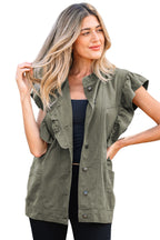 Green Bay Ruffled Denim Vest
