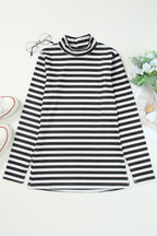 Striped Textured Knit Long Sleeve Tee