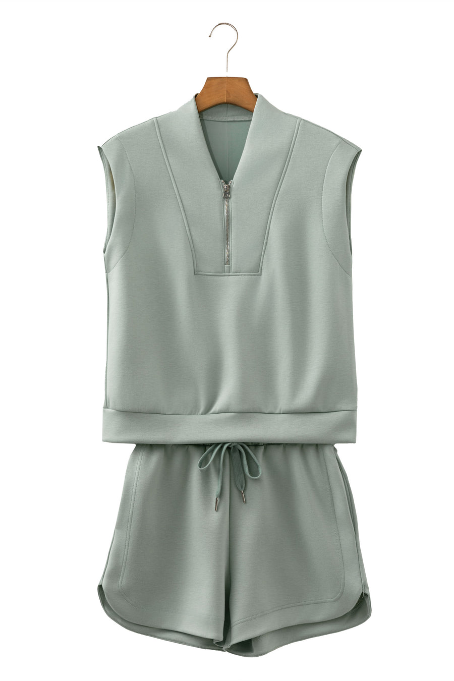 Quarter Zip Sleeveless Top & Shorts 2-Piece Set Women UK