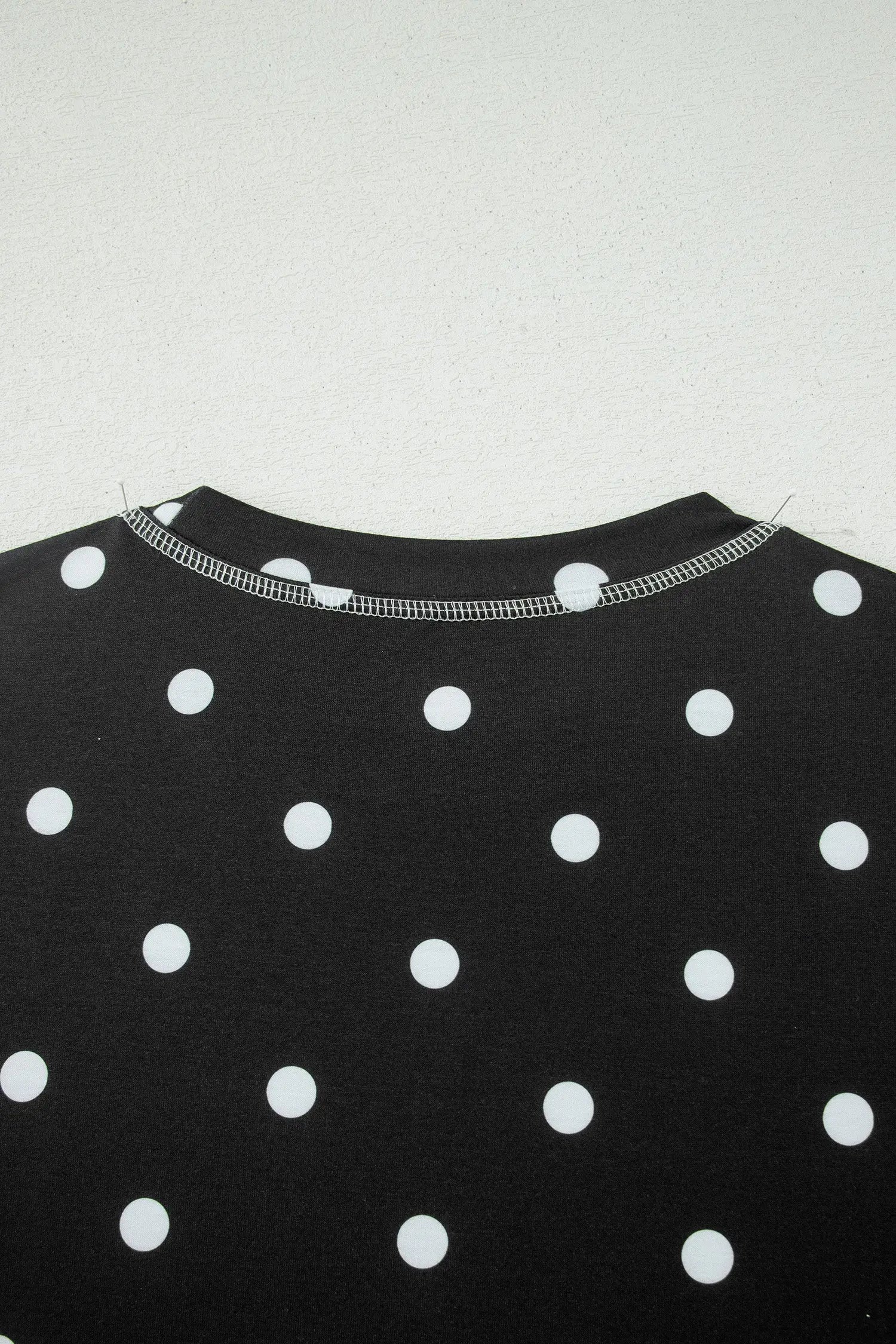 Polka Dot Exposed Seam Loose Tee Drawstring Shorts Two-Piece Set