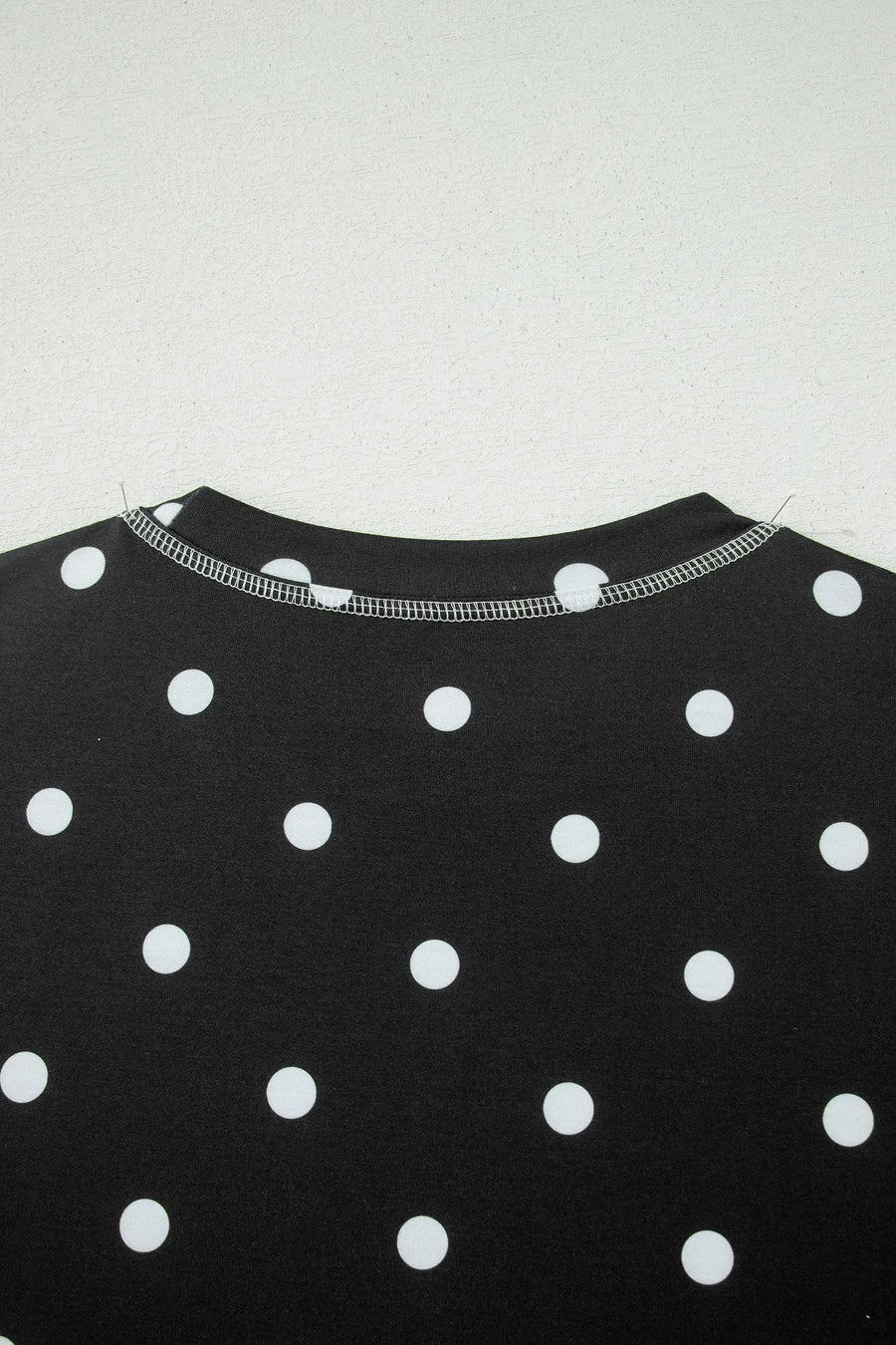 Polka Dot Exposed Seam Loose Tee Drawstring Shorts Two-Piece Set