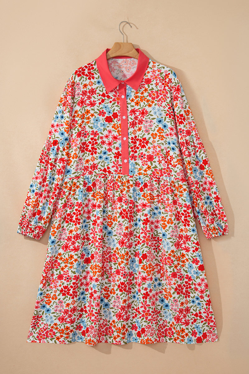 Pink Plus Size Leopard Puff Sleeve Mini Dress Women UK — back view