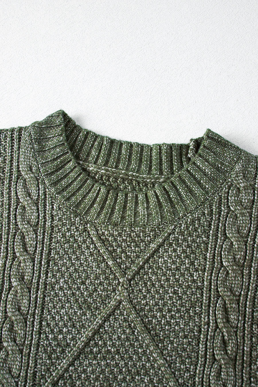 Mist Green Cable Knit Drop Shoulder Loose Fit Jumper Dress UK