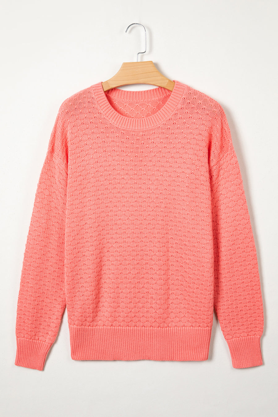 Patterned Knit Drop Shoulder Pullover Sweater Women UK
