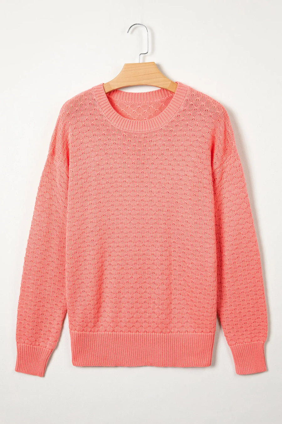 Patterned Knit Drop Shoulder Sweater Women UK — full length view showing relaxed pullover silhouette — Fashionfitz