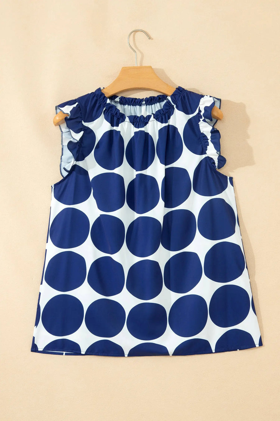 Polka Dot Frill Trim Round Neck Sleeveless Shift Tank Top — styled outfit look | Fashionfitz UK