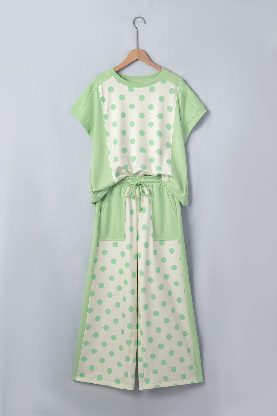 Colour Block Polka Dot Wide Leg Pant Set Women UK