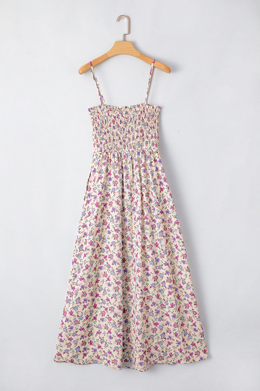 Multicolour Bohemian Ditsy Floral Smocked Fit Flare Sundress Women UK