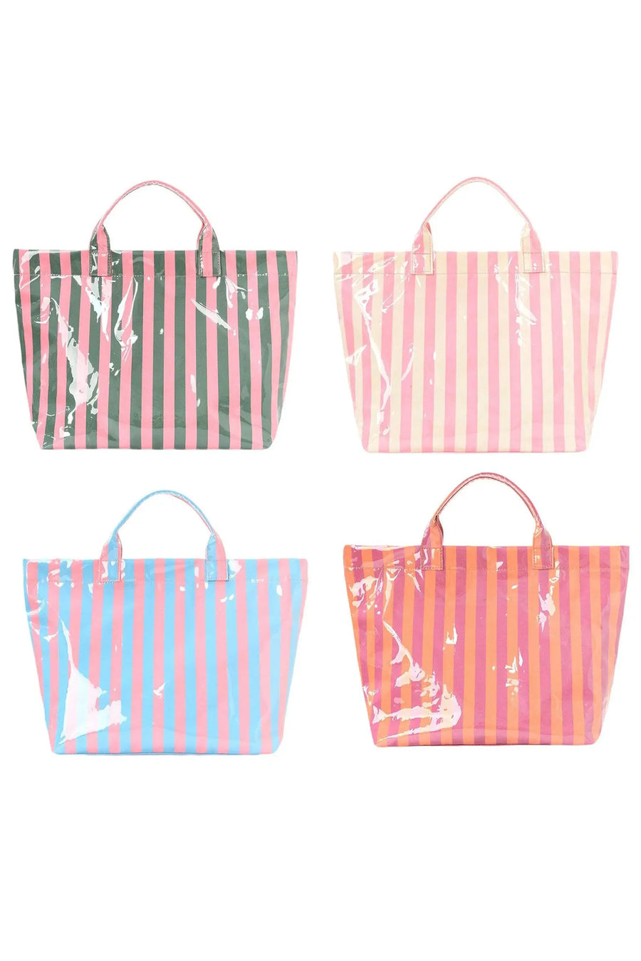 Rainbow Glossy Striped Vinyl Large Tote Bag Women UK