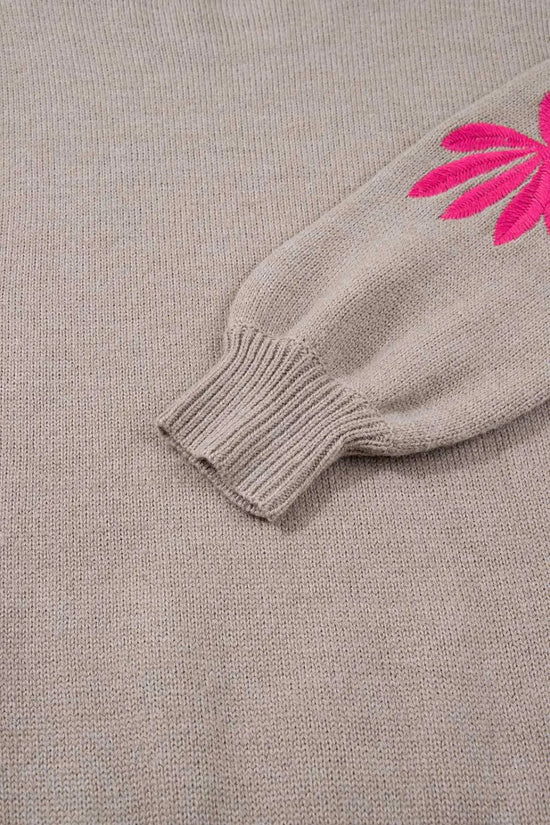 Women’s floral embroidered sleeve jumper | fashionfitz uk