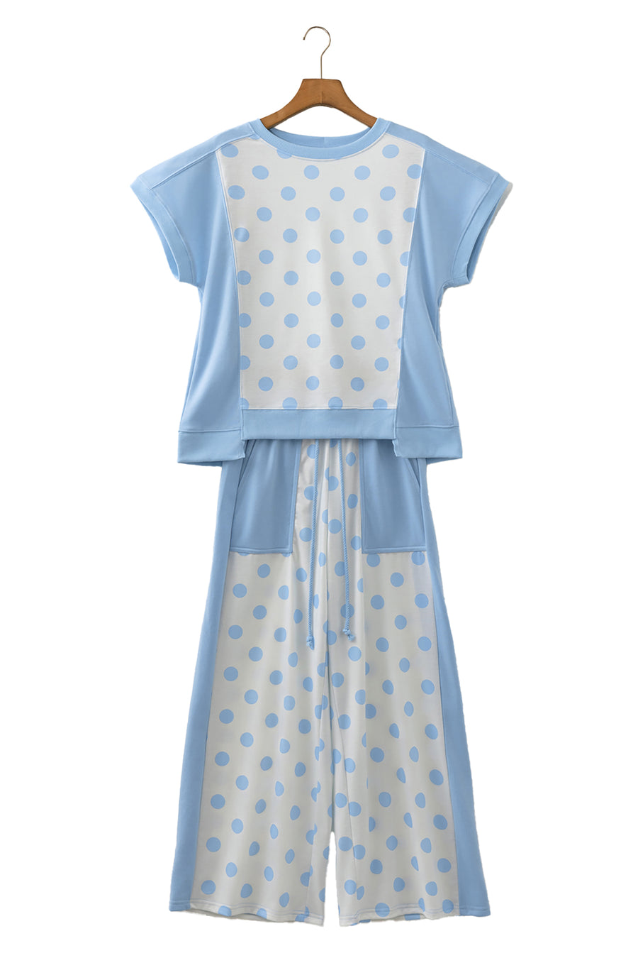 Colour Block Polka Dot Wide Leg Pant Set Women UK