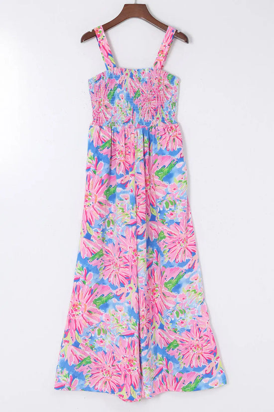 Smocked Wide Leg Jumpsuit - Fashionfitz