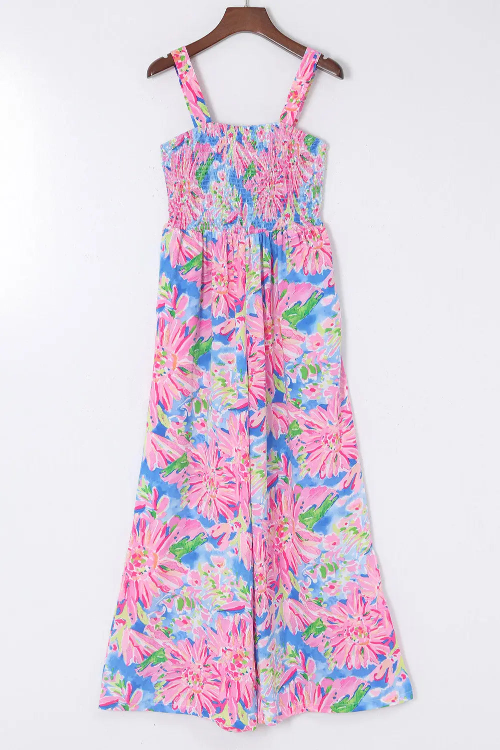 Smocked Wide Leg Jumpsuit - Fashionfitz