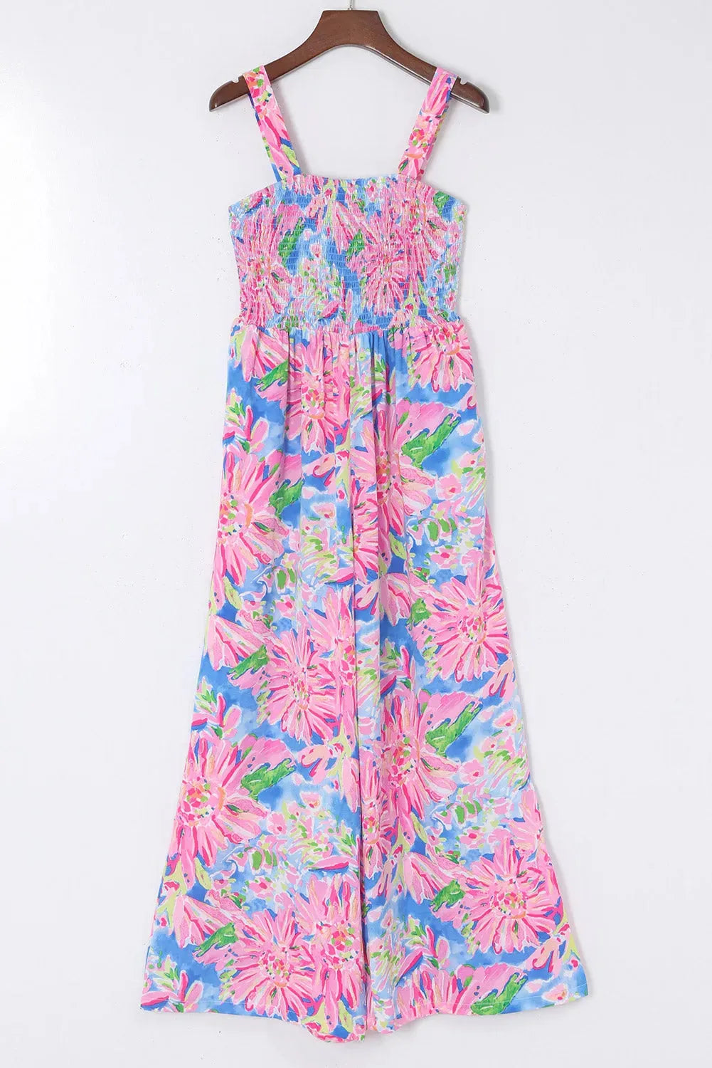 Smocked Wide Leg Jumpsuit - Fashionfitz