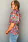 Red Floral Puff Sleeve Blouse