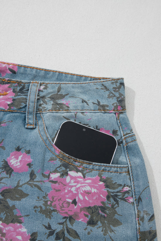 Garden Floral Print Low Rise Bootcut Denim Jeans
