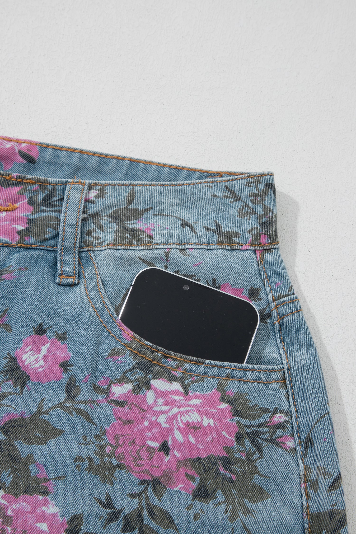Garden Floral Print Low Rise Bootcut Denim Jeans