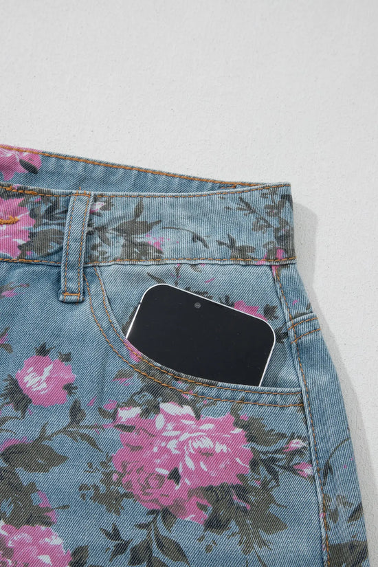 Garden Floral Print Low Rise Bootcut Denim Jeans