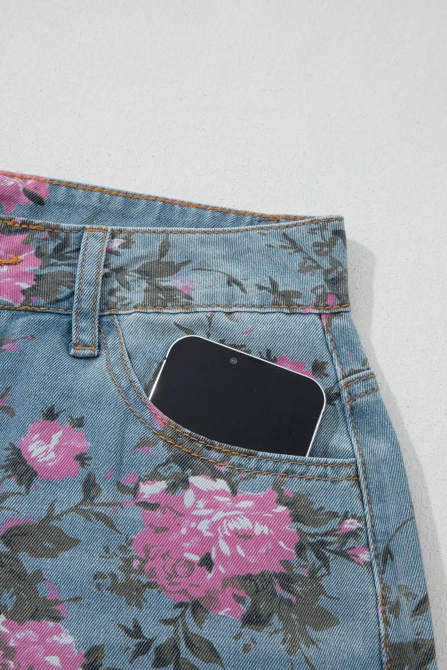 Garden Floral Print Low Rise Bootcut Denim Jeans