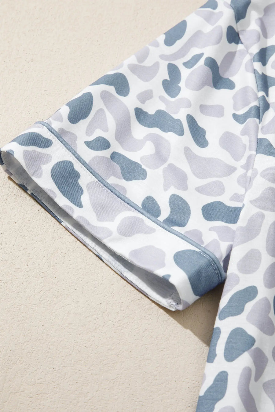 Camouflage print lapel shirt & shorts 2-piece pyjama set beige pajamas
