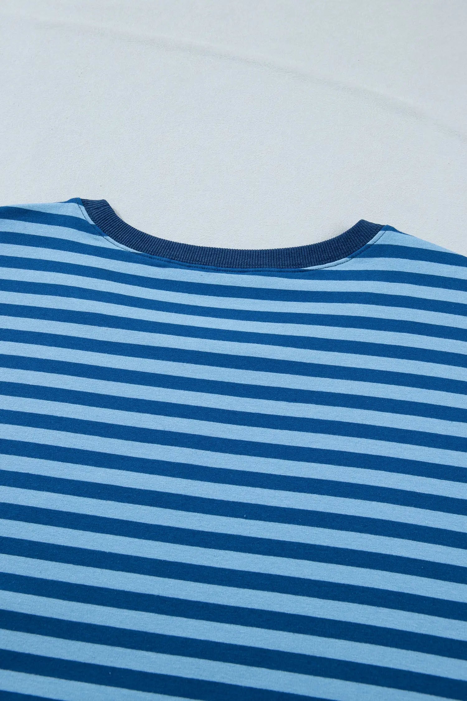 Blue stripe plus size dropped shoulder tee & shorts two-piece set outfit sets