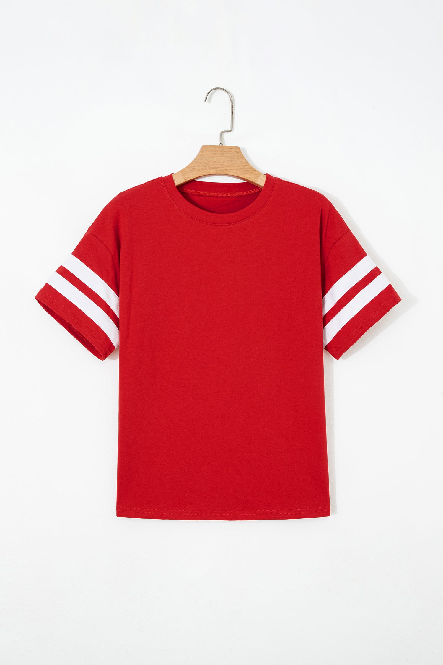 Varsity Stripe Crew Neck Short Sleeve Cotton T-Shirt