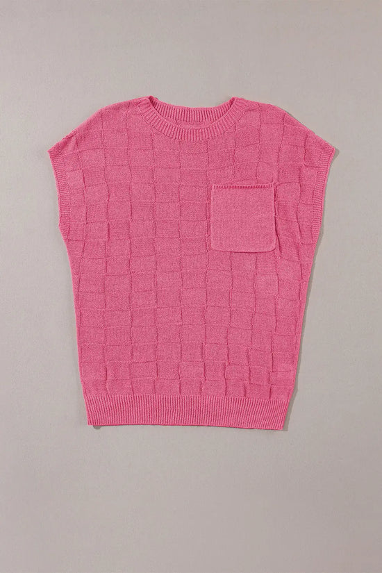Lattice short sleeve sweater - pink sweaters