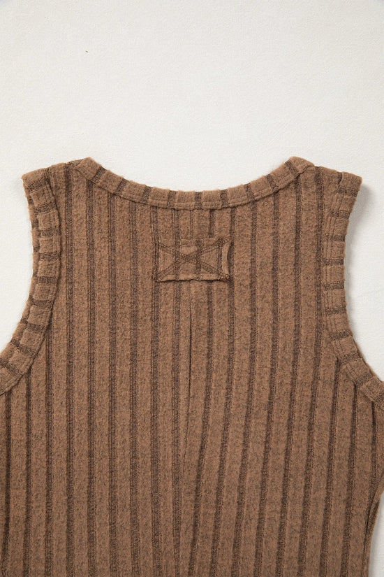Ribbed mineral wash tank top slim fit round neck sleeveless tops
