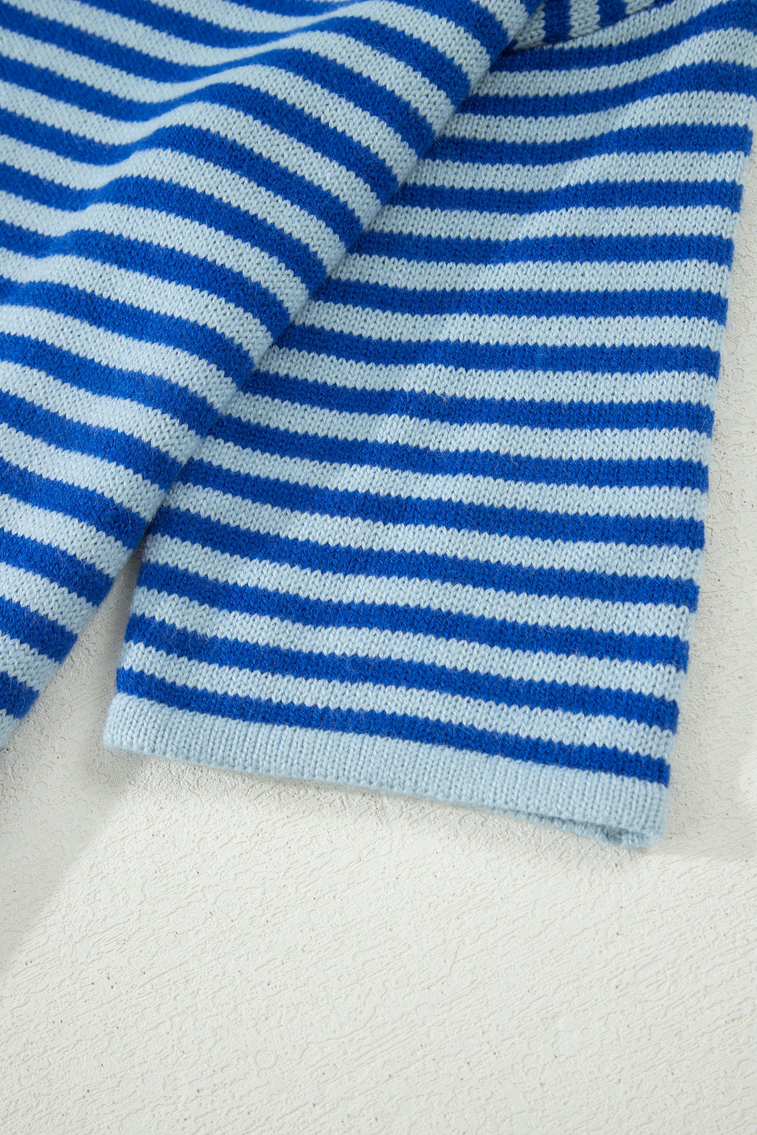 Blue Stripe Half Sleeve Knit Button Cardigan Women UK