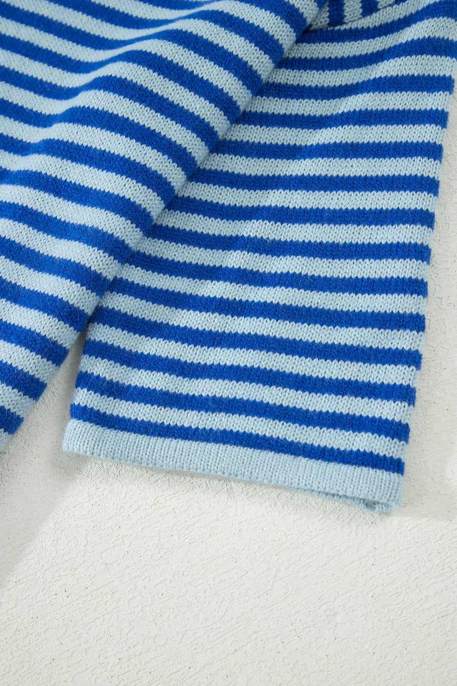Blue Stripe Half Sleeve Knit Button Cardigan Women UK — second colourway | Fashionfitz UK