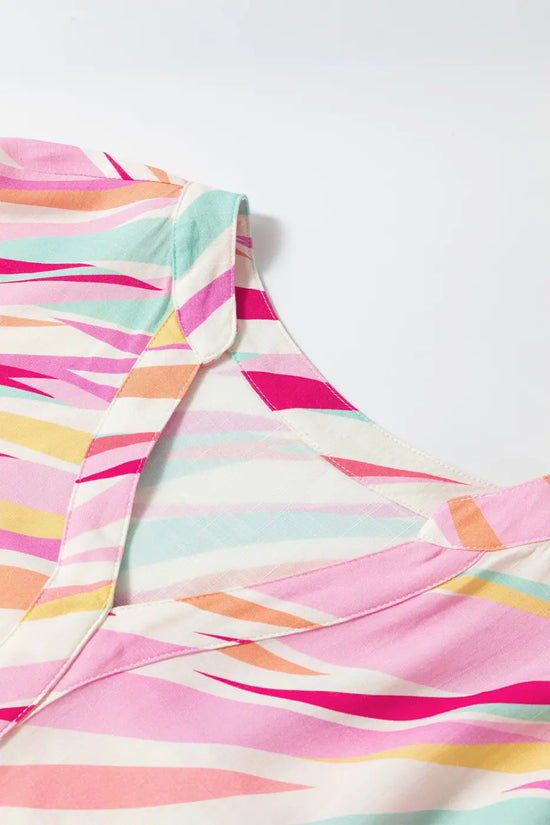 Abstract high low short sleeve blouse | fashionfitz