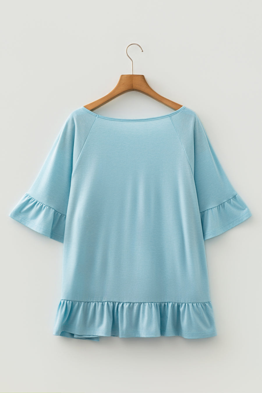 Ruffled Short Sleeve Plus Size Casual Blouse Women UK