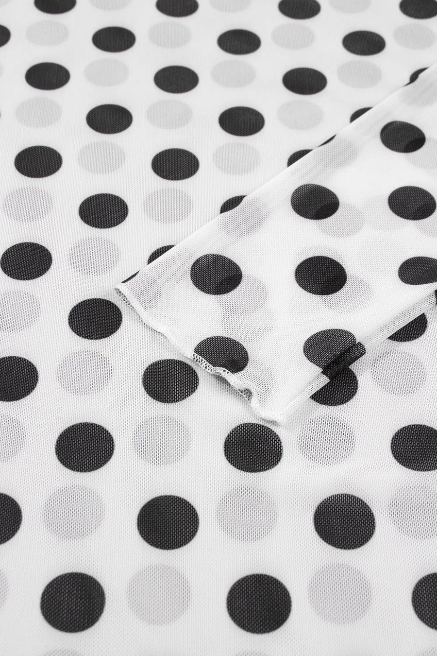 Polka Dot Sheer Long Sleeve Round Neck Top Women UK — fabric texture detail | Fashionfitz UK