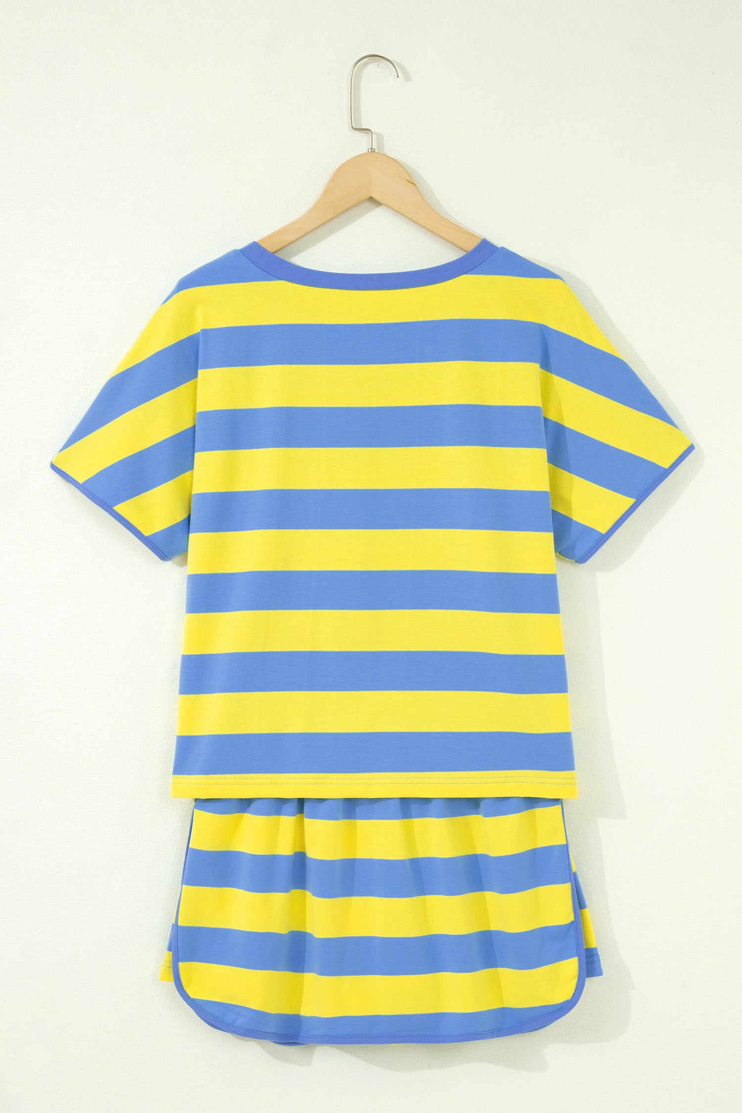Yellow Stripe Dolman Tee & Drawstring Skort Athletic Set Women UK