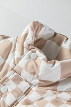 Khaki Plaid Quilted Gilet – Button & Zip Closure