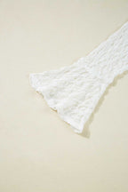 White Sheer Lace Bell Sleeve Blouse
