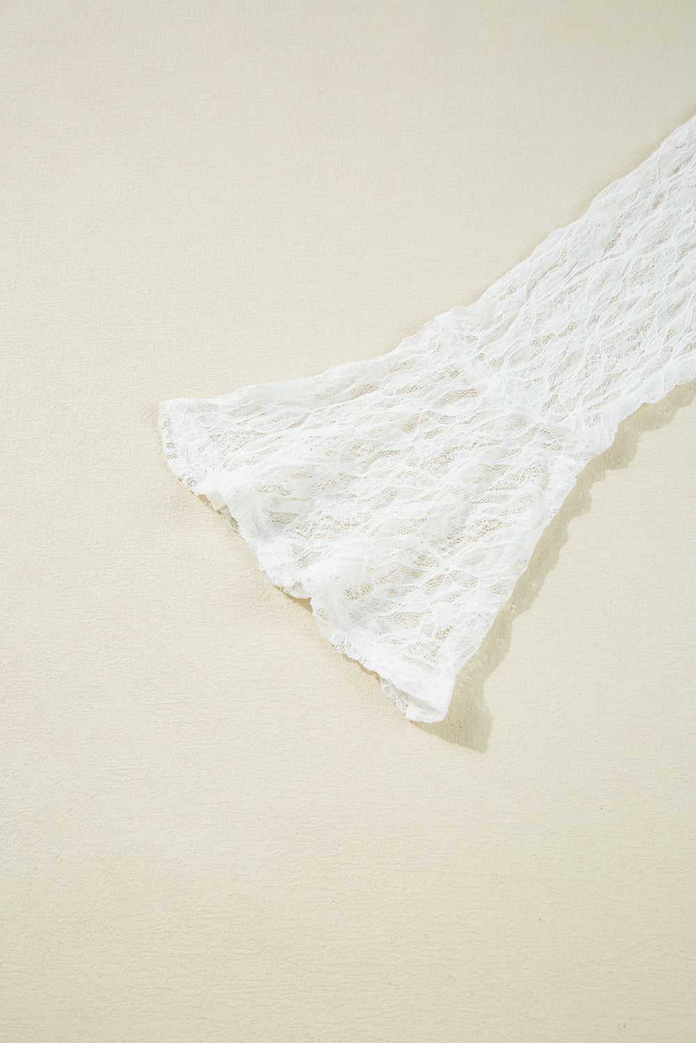 White Sheer Lace Bell Sleeve Blouse