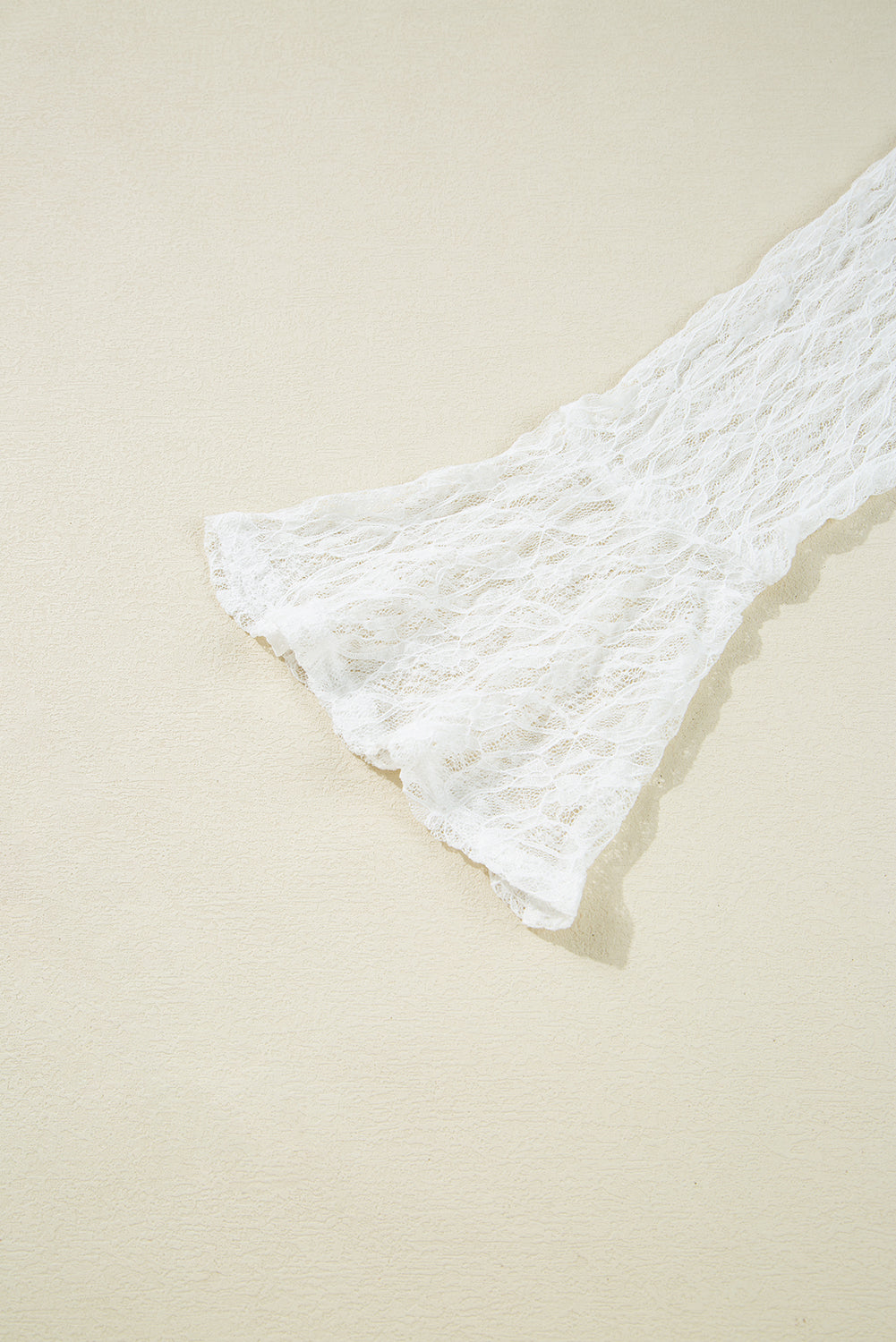 White Sheer Lace Bell Sleeve Blouse
